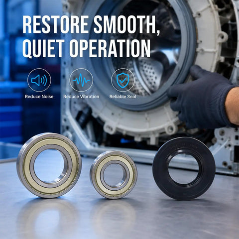 Kick That Loud Grind To The Curb With This Beefy Drum Bearing And Seal Kit For Front Load Washers DC6200156A, showing three drum bearings.