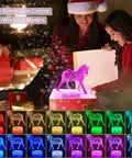 Lit 3D Horse Night Light For Kids With Remote And Smart Touch Control 16 Color Changing Dimmable LED Lamp in holiday setting