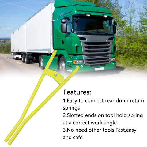 Beefy Pro Grade Heavy Duty Truck Brake Spring Tool LT890 with green semi-truck background