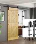 No Fuss 6.6 Foot Sliding Barn Wood Door Hardware Kit with Premium Carbon Steel Track System in living room