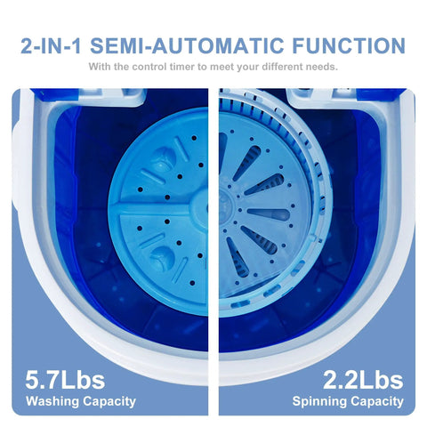 Compact Portable Washing Machine Single Tub 5.7 Lbs Capacity Slick Setup For Dorm Rooms Apartments And Rv Trips showing inside features.