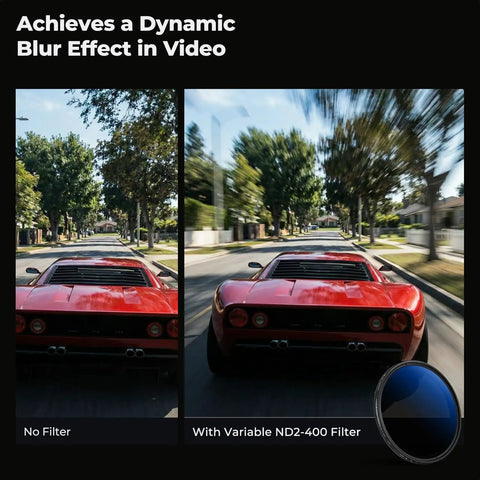 Comparison of dynamic blur effect: left without filter, right with Ultra Slim 67mm Variable ND Filter With 1 To 9 Stops ND2 To ND400