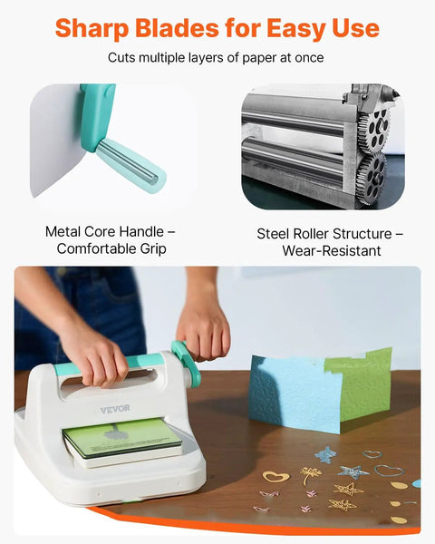 Person using All In One Manual Die Cutting And Embossing Machine For Scrapbooking And Card Making, Starter Kit With 6 Inch Opening