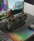 Next Level 80Gbps eGPU Enclosure For Thunderbolt 5 And USB4 Systems, external graphics dock with GPU on desk setup.