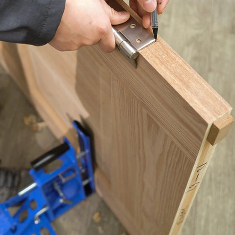 Hands Free Solid Steel Door Clamp And Installation Stand For Pros, Heavy Duty Door Jig With Foot Operated Lift in use on door
