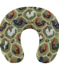 U Shaped Neck Pillow For Travel And Office Use; rooster pattern cover, lightweight reusable go-to pillow for cozy neck support.