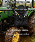 Heavy Duty Bungee Cords With Hooks Four Pack Two Foot Black Elastic Straps securing gear on tractor