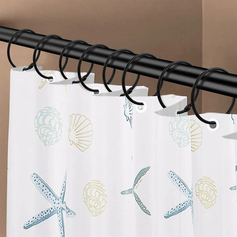 Rustproof Metal Shower Curtain Hooks 24 Pack That Glide Smoothly Round Rings For Curtains On A Bathroom Shower Rod Black Finish