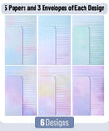 Chic Letter Paper Set With Envelopes 8.18 By 5.5 Inch Size 30 Letter Sheets And 18 Envelopes Six Floral Pastel Designs Smooth Printable Paper