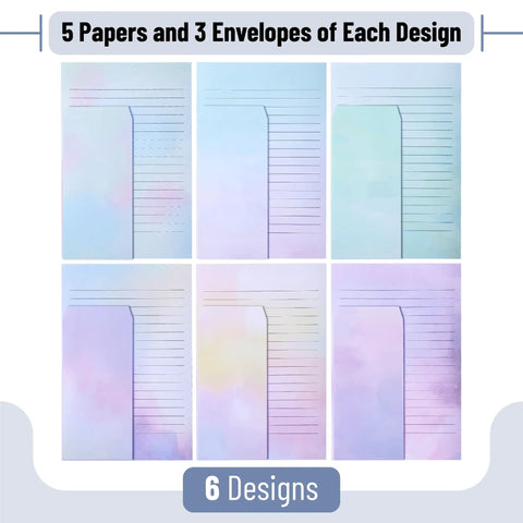 Chic Letter Paper Set With Envelopes 8.18 By 5.5 Inch Size 30 Letter Sheets And 18 Envelopes Six Floral Pastel Designs Smooth Printable Paper