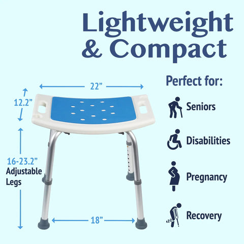 Shower Seat Inside Shower Adjustable Bath Stool With Handles Medical Shower Chair For Seniors Elderly Handicap And Disabled Easy Assembly Sturdy Lightweight Frame Supports Up To 350 Pounds