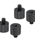 M6 Female To One Quarter Inch Male Tripod Screw Adapters Set Of Four In Durable Aluminum Alloy in black color
