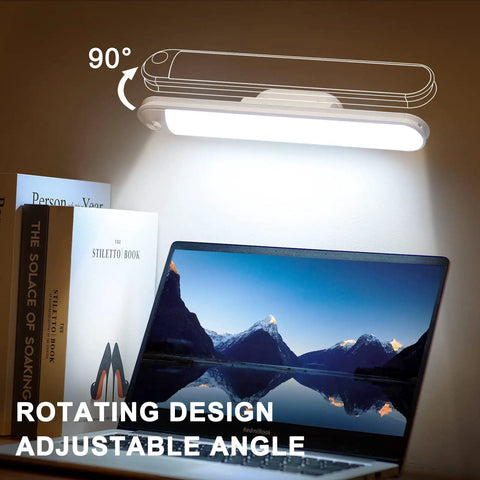 Rechargeable Dimmable Touch Light Bar With Three Color Temperatures 3000K 4000K 5000K above laptop, 90-degree rotation design