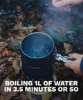 Hands using Backpacking Camp Stove With Advanced Heat Exchange For Fast Boil Times Up To Thirty Percent Faster outdoors