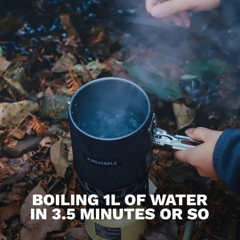Hands using Backpacking Camp Stove With Advanced Heat Exchange For Fast Boil Times Up To Thirty Percent Faster outdoors