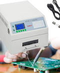 Infrared Reflow Soldering Oven For SMT PCB BGA SMD Rework Station with accessories shown in use on a circuit board