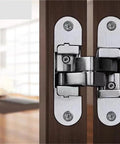Hidden Cross Hinge Invisible Door System with Three Dimensional Adjustable 180 Degree Flat Folding Wooden Hinge for Large Right Door