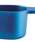 Measuring cup in blue plastic, 150ml capacity, essential for Heavy Duty Bulk Food Storage Containers With Smooth Rolling Wheels And Snap Tight Lids.