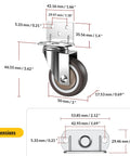 No Fuss Side Mount Casters 2 Inch L Shaped Rubber Furniture Wheels Set Of 8 With Wheel Brakes dimensions illustration