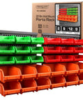 30 Bin Wall Mounted Hardware Organizer for Screws Nuts Bolts Nails and Small Parts with adjustable removable bins