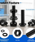 The Whole Shebang M3 Hex Socket Screw And Cap Head Bolt Assortment Kit With Matching Nuts And Washers 3400 Piece Metric Fastener Bundle showing hex socket bolts and nuts