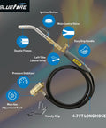 Double Heads Swirl Flame Turbo Torch With Self Ignition And 5 Foot Hose, Trigger Start Pro Grade Propane MAPP Gas Welding Torch, diagram.