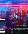 50ft RGB LED Strip Lights With Music Sync And Bluetooth App Control in music and mic mode, people dancing in colorful lights 15 meter
