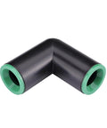 Raindrip 1/2-inch compression elbow, black body with green end rings