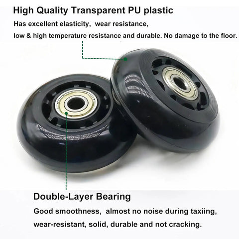 64mm Inline Skate Wheels 82A Polyurethane With ABEC-7 Bearings, 8 Pack Replacement Wheels for roller blades, office chairs