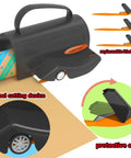 Smooth As Butter Rotary Wrapping Paper Cutter With Three Quick Swap Blades For Dead Simple Gift Roll Slicing And Straight Fire Holiday Craft Supplies Pro Grade Desktop Stationery Tool with wheel cutting device and blade cap.