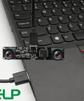 Ace Dual Lens Monochrome USB Camera Module Blitzing Global Shutter 210FPS 3D Stereo Vision Kit connected to a laptop.