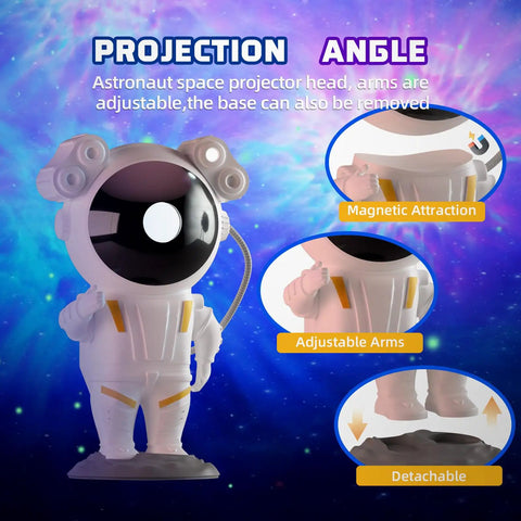 Astronaut design for Galaxy Star Projector With Remote Control And Timing, 360 Degree Rotation Magnetic Head, Nebula Night Lights