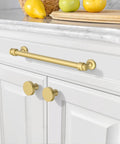 10 Pack 10 Inch Brushed Gold Cabinet Handles For Kitchen Drawers And Cupboards Top Shelf Smooth Glide Hardware on white cabinets.