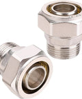 Garage Ready 3/4 Inch Straight Air Line Fittings Kit with 3/4 Inch Male NPT Adapters Nickel Plated Brass Compression Style 2 Pack