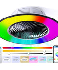 22 Inch RGB Ceiling Fan With Lights And Ambient Festival Glow Built In Speaker Remote And App Control Music Rhythm Mode Memory