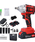 Ehozirta Cordless Impact Wrench 1/2 Inch, 520Nm High Torque Brushless Motor Electric Tool with accessories and batteries.