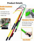 Pro Grade Lifesaver High Voltage Rescue Hook with Telescoping Fiberglass Pole features double insulated handle details