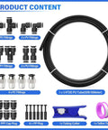 One Quarter Inch PU Air Tubing Kit With Sixteen Meter Length Fifty Feet Includes Push To Connect Fittings Pneumatic Tubing Set