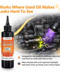 Oil Based UV Leak Detection Dye 150 Ml With Precision Nozzle for Dirty Engine Oil ATF Fuel Hydraulic Systems Low Odor Seal