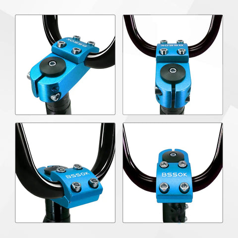 22.2mm BMX Stem 45mm Length Aluminum 6061 High Strength Freestyle Handlebar For Fixed Gear Bikes Blue Finish Dope Build