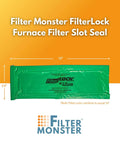 Green Magnetic Filter Slot Seal For 1 Inch Furnace Filters, Easy Fit Magnetic Cover Up To 25 Inches Long, shown with dimensions.