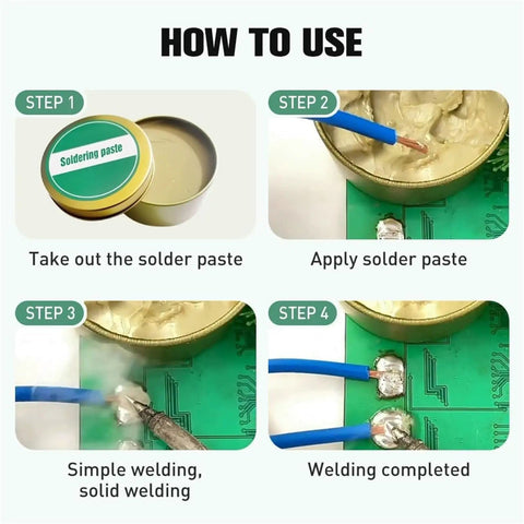 Step-by-step instructions for using No Clean Lead Free Solder Flux Paste 100g Pro Grade For Precision Electronics Repair Two Boxes