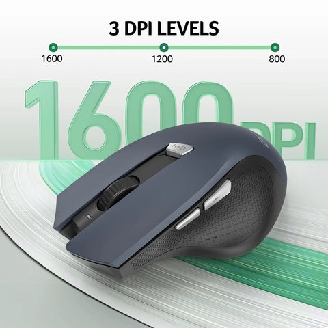 Side view of a Wireless Mouse For Laptop And PC Desktop With 2.4GHz USB Receiver 6 Buttons And 1600 DPI Adjustable