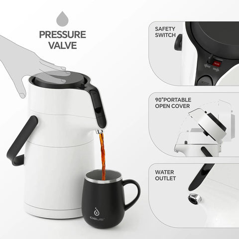 Thermal Coffee Carafe 74oz Stainless Steel Vacuum Insulated Water Jug For Hot Or Cold Beverages Big Double Wall Dispenser