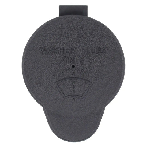 Top view of a black washer fluid reservoir cap labeled 'Washer Fluid Only' for Toyota Camry 1994 to 2006, Tacoma, Avalon, ES300.