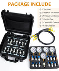 Rugged Beefed Up Hydraulic Pressure Test Kit With 600 Bar 8700 Psi 60 MPa Five Gauges Thirteen Test Couplings Fourteen Tee Connectors