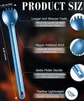 Ultralight Titanium Long-Handle Spork Set, 4-Pack, 8.7 Inch Spoon Camping Utensils, side view with size details