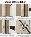 Installation steps for 4 Pack Stainless Steel 180 Degree Hidden Cabinet Hinges for Frameless Doors with electric drill and screws