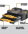 Sturdy TSTAK Tool Storage Organizer With Double Drawers Holds Up To 16.5 Lbs, Ball Bearing Drawer Slides, Bi Material Handle, Stackable Design