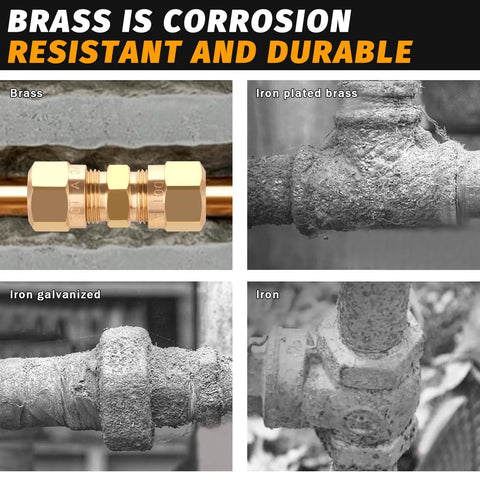 HaSaoMoi D.O.T brass compression straight union fitting on copper tube for 3/8 in. air line; pack of 4